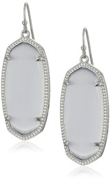 Kendra Scott Signature Elle Rhodium Plated Slate Glass Drop Earrings - 4217708891