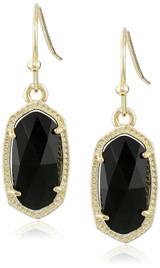Kendra Scott Signature Lee Gold Plated Black Glass Drop Earrings - 4217711436