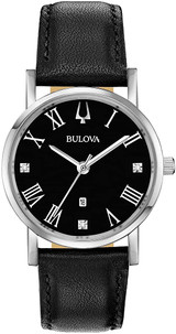 Bulova Classic Diamond Accent Leather Ladies Watch 96P192