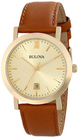 Bulova Dress Brown Leather 38 MM Unisex Watch 97B135