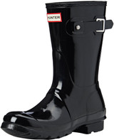 Hunter Womens Original Short Gloss Rain Boots - Black - Size 10 WFS1000RGL-BLK-10