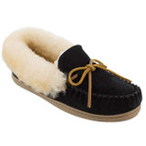 Minnetonka Womens Alpine Sheepskin Moccasin - Black Suede - Size 9 3370-BLACK-9