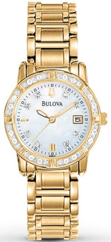 Bulova Diamond Accent Gold-Tone Ladies Watch 98R165