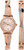 Timex Trend Quartz Crystal Rose Gold Dial Ladies Watch and Bracelet Set TW2T57900 Timex Trend Quartz Crystal Rose Gold Dial Ladies Watch and Bracelet Set TW2T57900