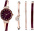 Anne Klein Rose Gold-Tone Burgundy Dial Crystal Lugs Bangle Set Ladies Watch AK/2716RBST