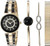 Anne Klein Gold-Tone and Black Link Bracelet Crystal Inner Ring Ladies Watch AK/3286BKST