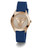 Guess Iconic Logo Blue Silicone Rose Gold Tone Ladies Watch GW0745L4