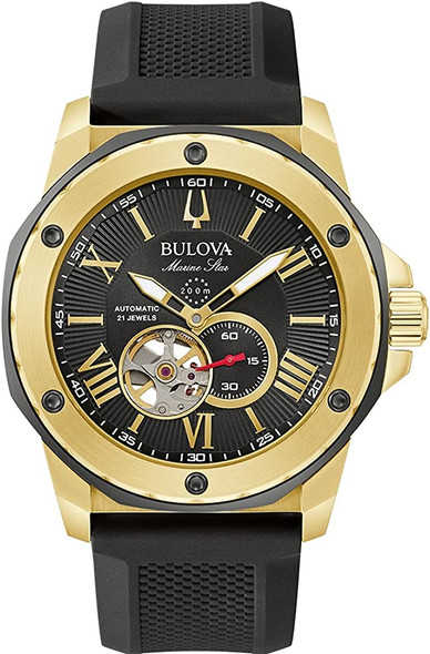 Bulova Marine Star Automatic Rubber Mens Watch 98A272