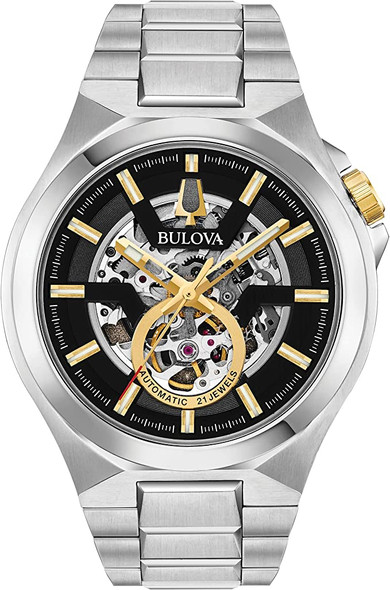 Bulova Classic Maquina Automatic Open Aperture Mens Watch 98A224