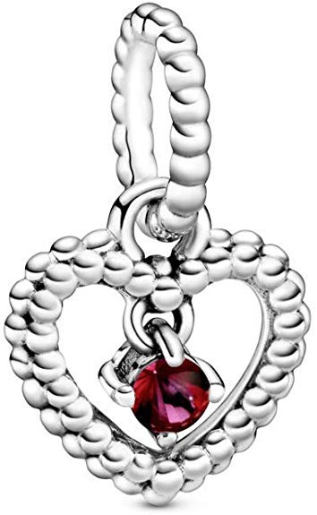 PANDORA Blazing Red Beaded Heart Dangle Charm - 798854C02