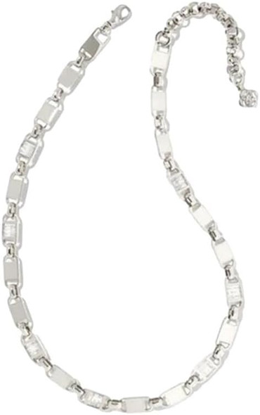 Kendra Scott Jessie Silver Chain Necklace in White Crystal 9608802370