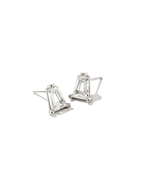 Kendra Scott Blair Silver Stud Earrings in White Crystal 9608802874