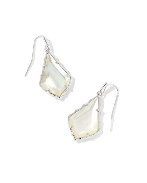 Kendra Scott Small Faceted Alex Silver Drop Earrings in Ivory Illusion 9608802906