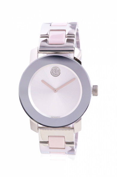 Movado Bold Pink Ceramic and Silver-Tone Ladies Watch 3600702