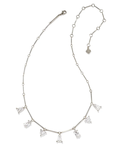 Kendra Scott Blair Silver Jewel Strand Necklace in White Crystal 9608802859