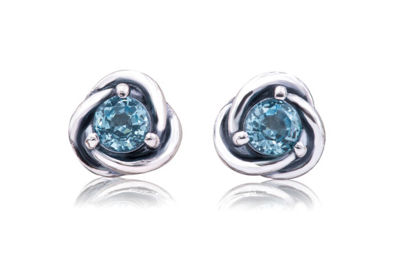 Pandora March Sea Aqua Blue Eternity Circle Stud Earrings 292334C09