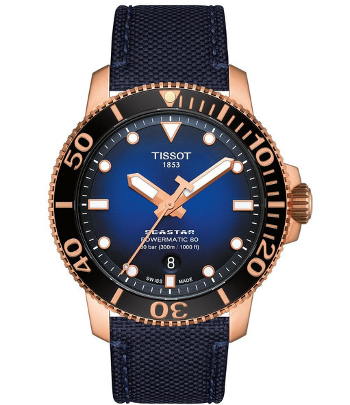 Tissot Seastar 1000 Powermatic 80 Blue Fabric Mens Watch T1204073704100