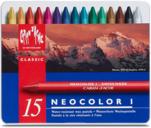 Caran DAche Neocolor I Water-Resistant Wax Pastels - 15 Colors 7000.315