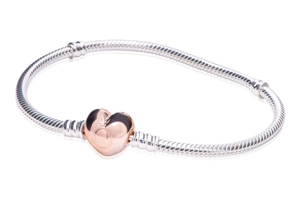 Pandora Moments Heart Clasp Snake Chain Bracelet 580719-19