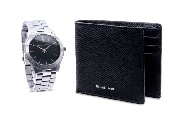 Michael Kors Slim Runway Mens Watch and Wallet Gift Set MK1044