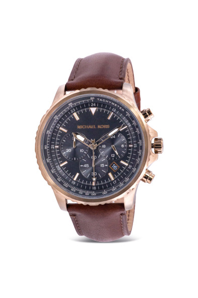 Michael Kors Cortlandt Chronograph Brown Leather Mens Watch MK8906
