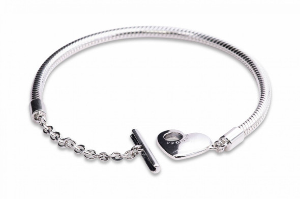 Pandora Moments Heart T-Bar Snake Chain Bracelet - 599285C00-18