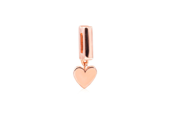 PANDORA Reflexions dangling heart clip charm in PANDORA Rose 787643