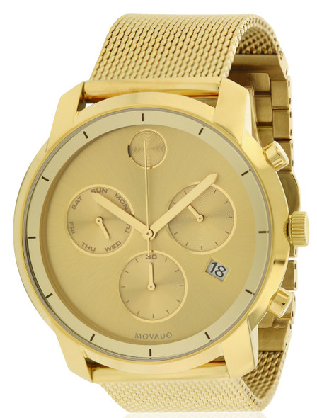 Movado Bold Gold-Tone Stainless Steel Chronograph Mens Watch 3600372
