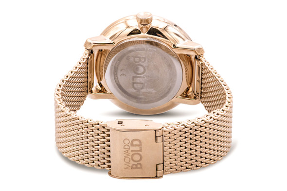 Movado Bold Rose Gold-Tone Mesh Ladies Watch 3600657