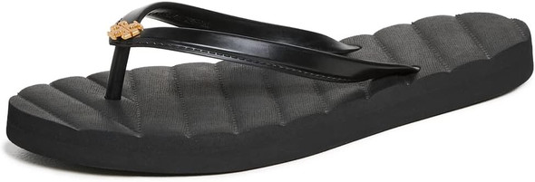 Tory Burch Womens Kira Flip Flops - Perfect Black/Gold - 11