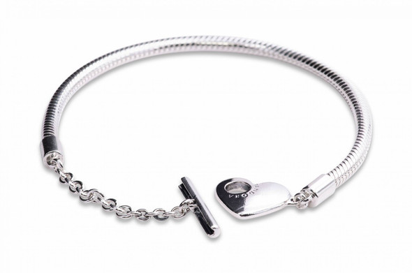 Pandora Moments Heart T-Bar Snake Chain Bracelet - 599285C00-17