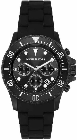 Michael Kors Everest Chronograph Black Silicone Mens Watch MK9055
