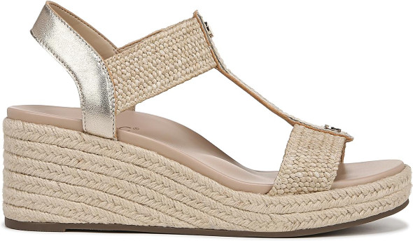 Vionic Womens Calera Wedge Sandal - Gold Metallic Leather