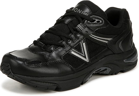 Vionic Womens 23Walk 2.0 Sneaker - Black Char Leather Mesh