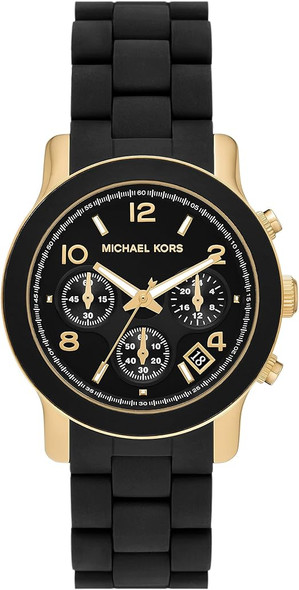 Michael Kors Runway Chronograph Black Silicone Ladies Watch MK7385