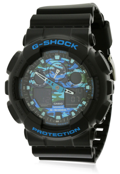 Casio G-Shock Black and Blue Mens Watch GA100CB-1ACR