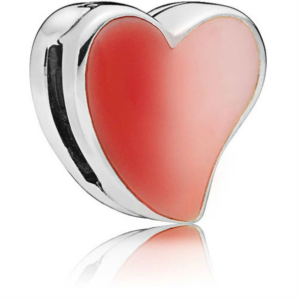 PANDORA Reflexions heart silver clip charm with shaded pink enamel 797809ENMX