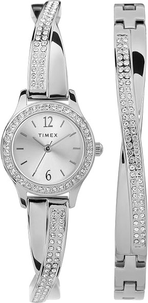 Timex Dress Crystal 19mm Ladies Watch & Bracelet Gift Set TW2T58000