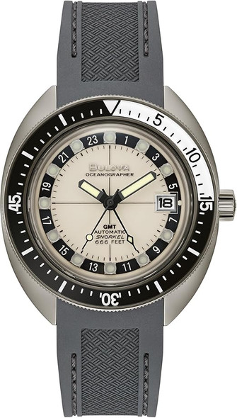 Bulova Oceanographer Snorkel GMT Automatic Silicone Mens Watch 98B407