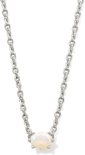 Kendra Scott Cailin Silver Pendant Necklace in White Iridescent Crystal 9608871451 Kendra Scott Cailin Silver Pendant Necklace in White Iridescent Crystal 9608871451