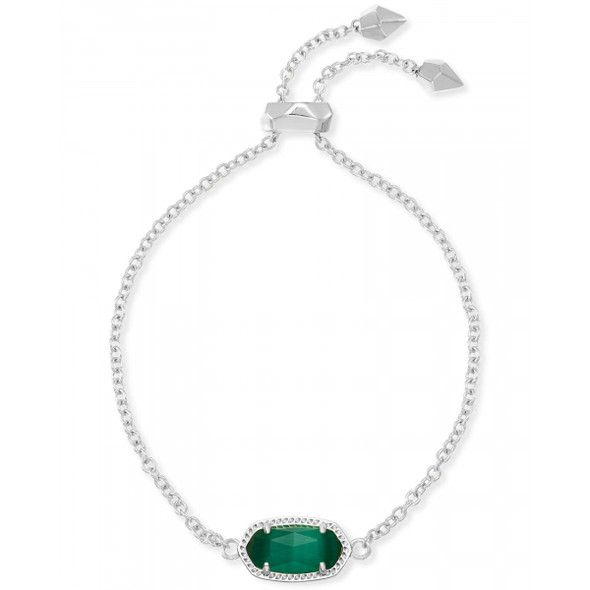 Kendra Scott Elaina Silver Adjustable Chain Bracelet in Emerald Cats Eye May 4217717609