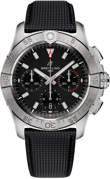 Breitling Avenger B01 Chronograph 42 Black Dial Leather Automatic Mens Watch AB0146101B1X1