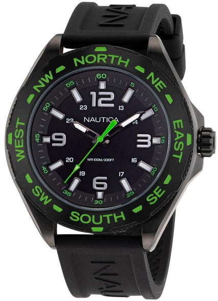 Nautica Clearwater Beach Black Silicone Mens Watch NAPCWS303