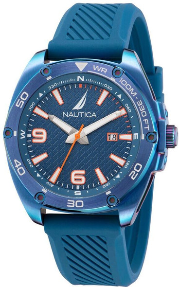Nautica Tin Can Bay Blue Silicone Mens Watch NAPTCF201