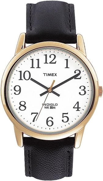 Timex Easy Reader Gold-Tone/Black Leather Mens Watch T20491