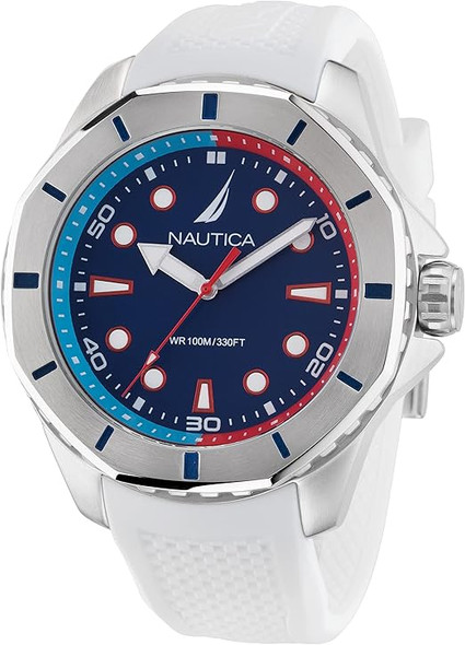 Nautica Koh May Bay White Silicone Mens Watch NAPKMS305
