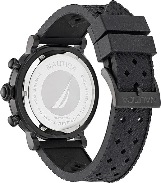 Nautica Spettacolare Chronograph Quartz Black Silicone Mens Watch NAPSPF202