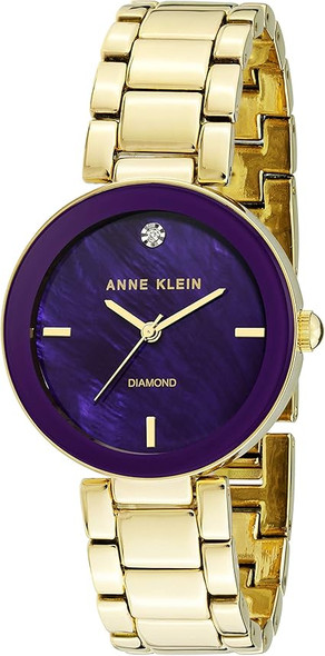 Anne Klein Gold-Tone Purple Dial with Second Hand Ladies Watch AK/1362PRGB