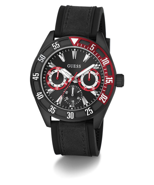 Guess Multi-function Black Suede Silicone Mens Watch GW0903G2