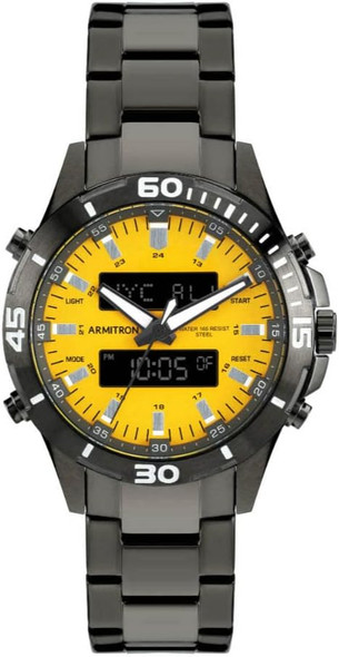 Armitron Goldfinch Black IP Stainless Steel and Yellow Dial Mens Watch 20-5347YLDG
